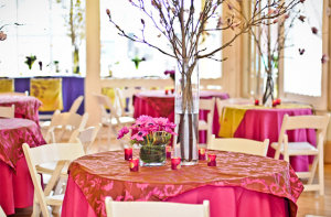 Beautifully Dressed Party Tables with Floral Accents by Staten Island Party Rentals